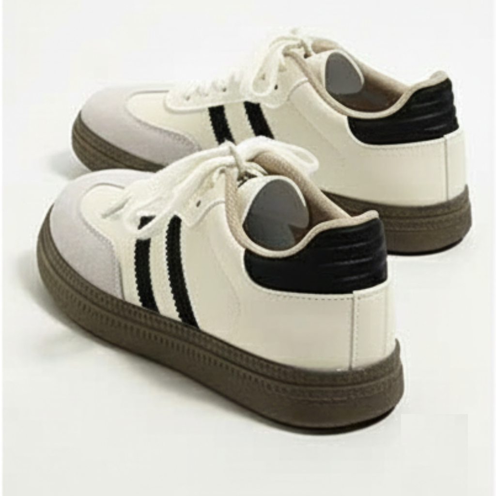 Giày Sneaker Trắng Đế Gum Phong Cách Retro