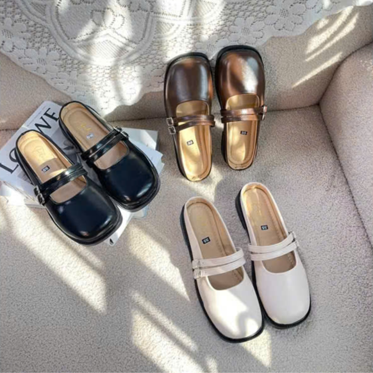 Giày Sục Nữ Quai Khóa Form Mary Jane