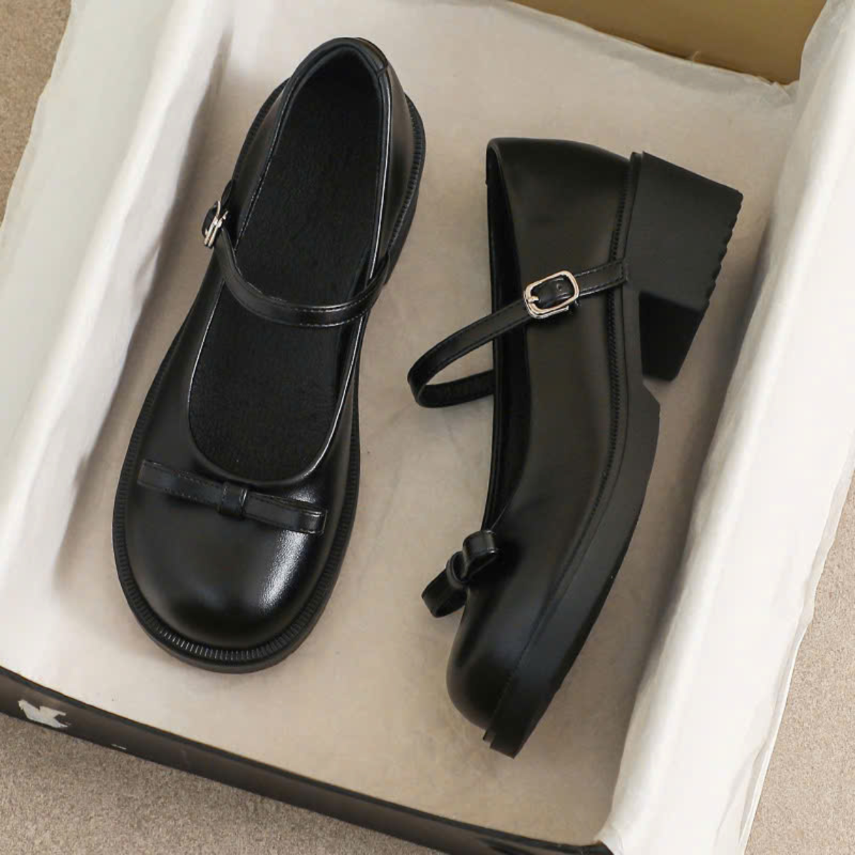 Giày Mary Jane Nữ Da Mềm Phong Cách Vintage