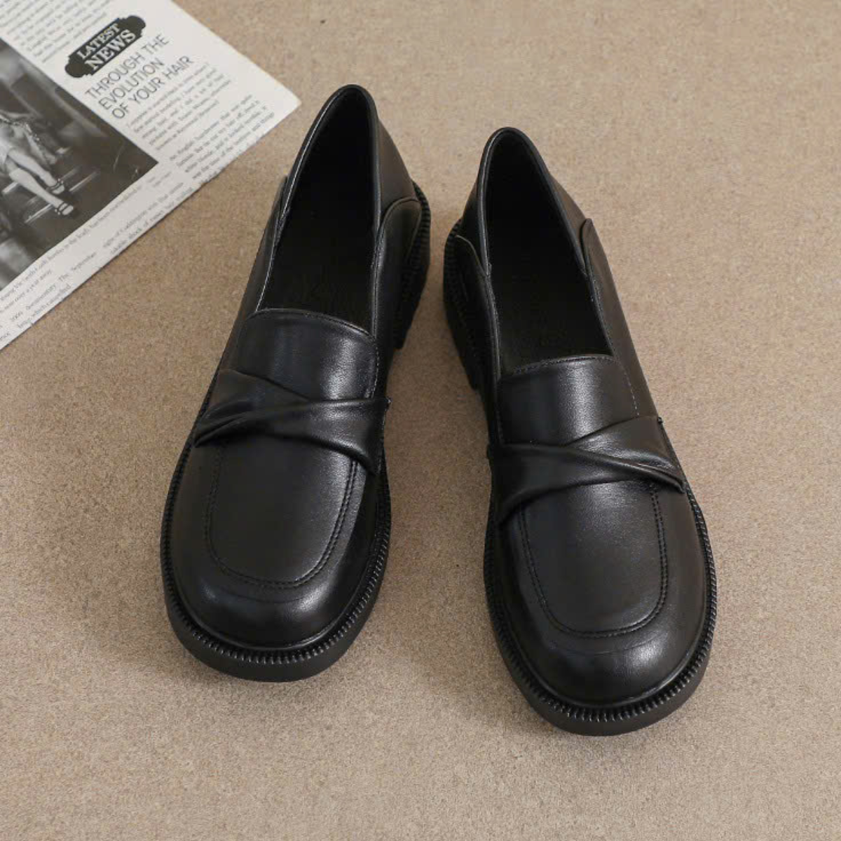 Giày Loafer Nữ Da Mềm Đế Thấp Thanh Lịch