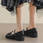 Giày Mary Jane Nữ Da Mềm Phong Cách Vintage