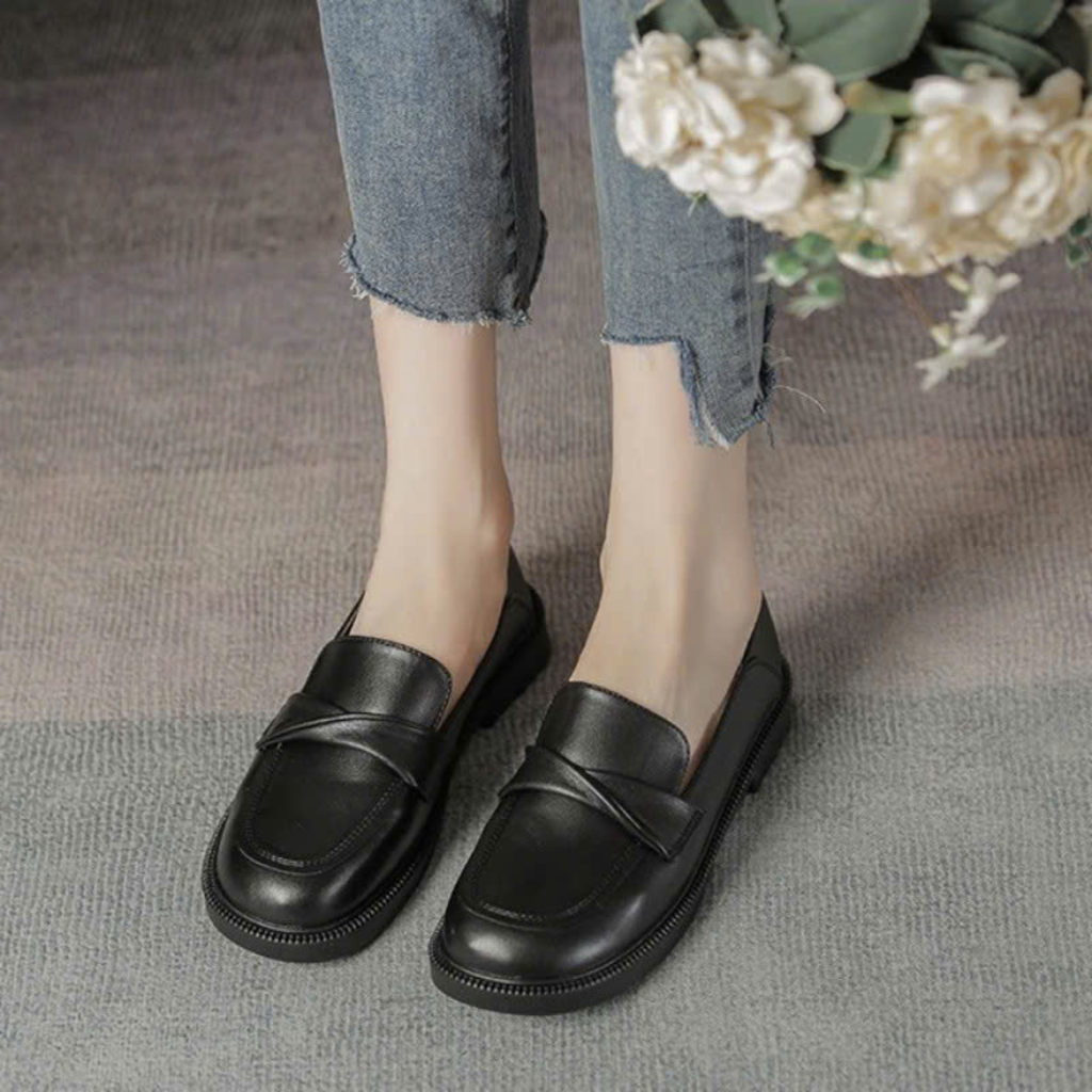 Giày Loafer Nữ Da Mềm Đế Thấp Thanh Lịch