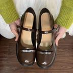 Giày Mary Jane Nữ Da Mềm Phong Cách Vintage