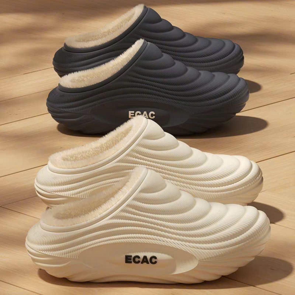 Dép sục viền sóng lót lông nam nữ chất EVA  nguyên khối