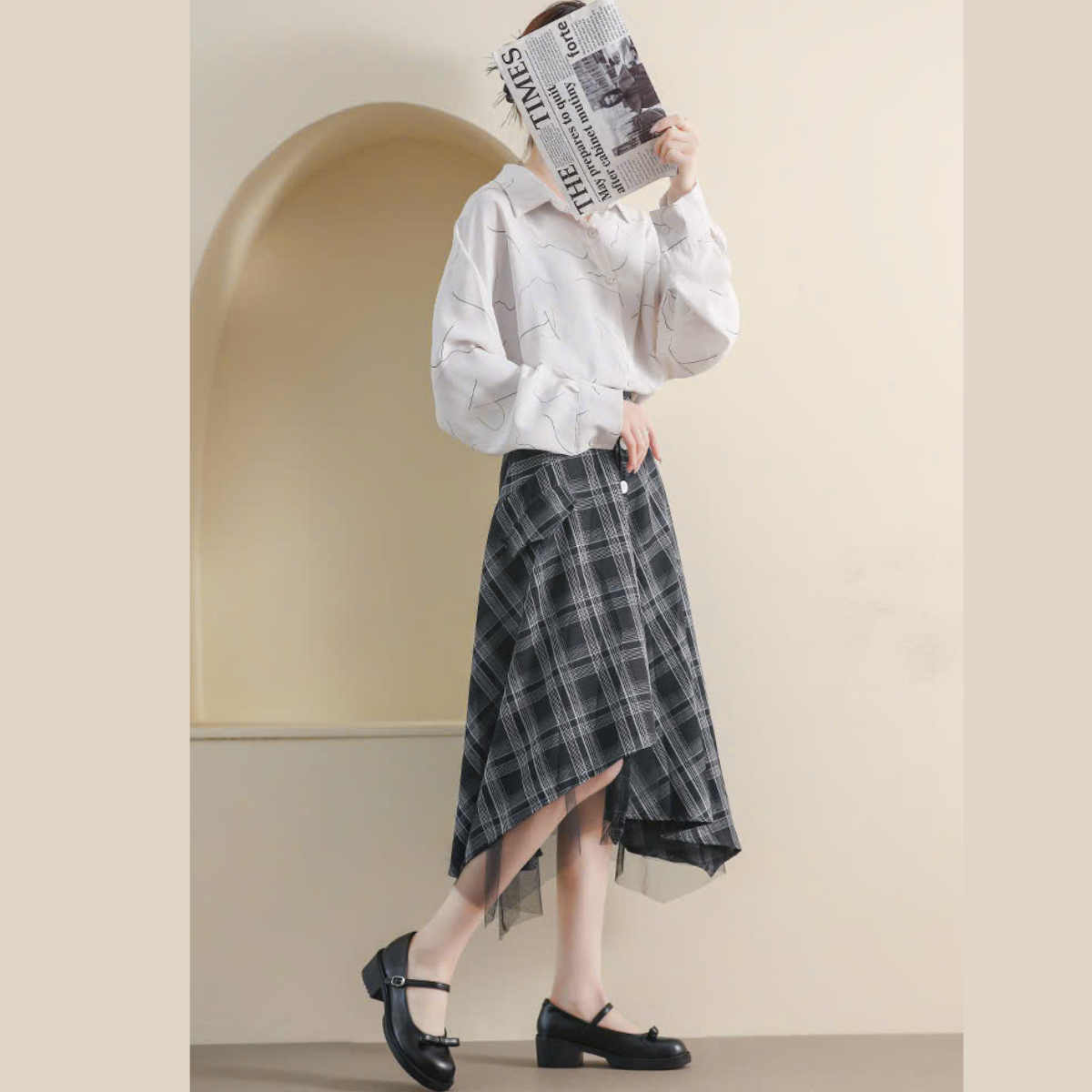 Giày Mary Jane Nữ Da Mềm Phong Cách Vintage