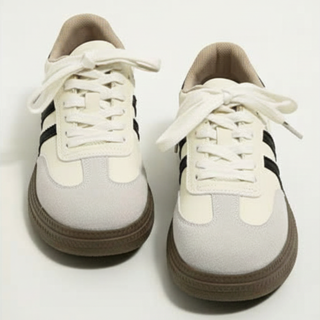 Giày Sneaker Trắng Đế Gum Phong Cách Retro