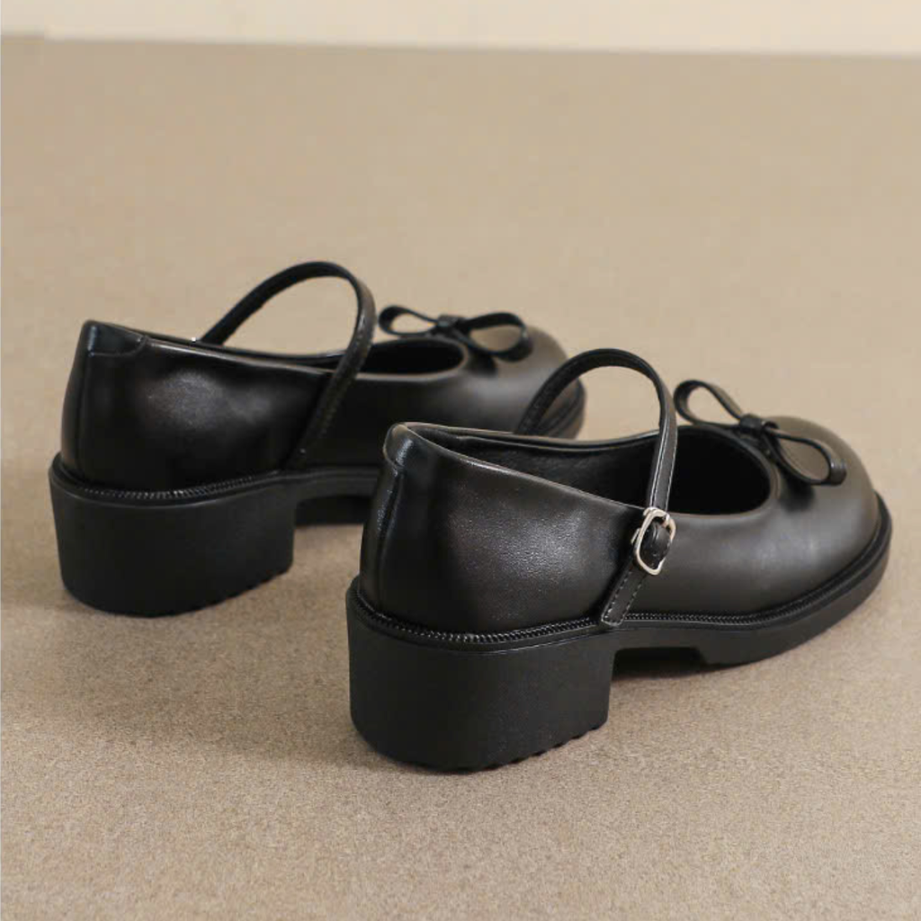 Giày Mary Jane Nữ Da Mềm Phong Cách Vintage