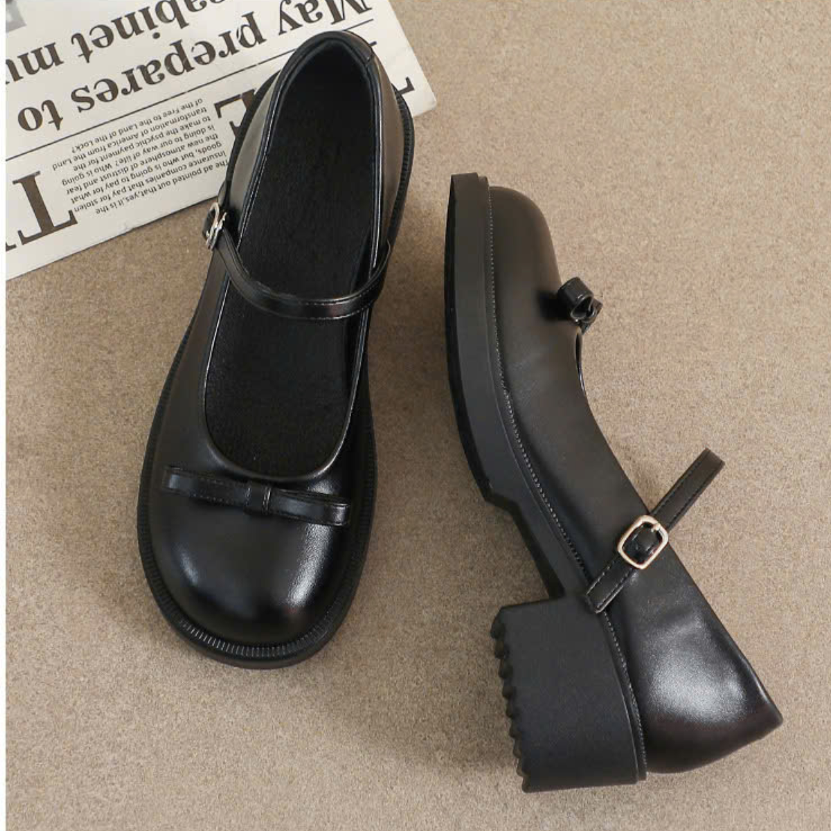 Giày Mary Jane Nữ Da Mềm Phong Cách Vintage