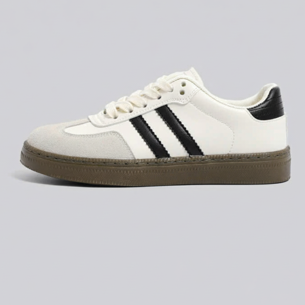 Giày Sneaker Trắng Đế Gum Phong Cách Retro