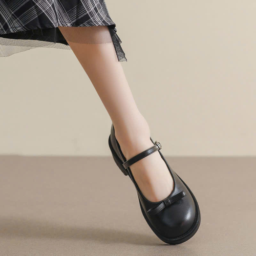 Giày Mary Jane Nữ Da Mềm Phong Cách Vintage