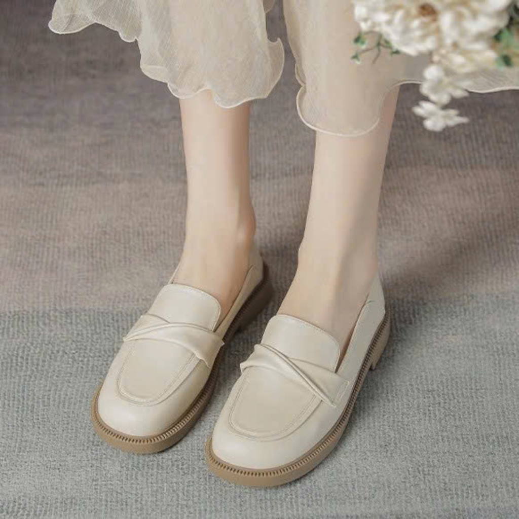 Giày Loafer Nữ Da Mềm Đế Thấp Thanh Lịch