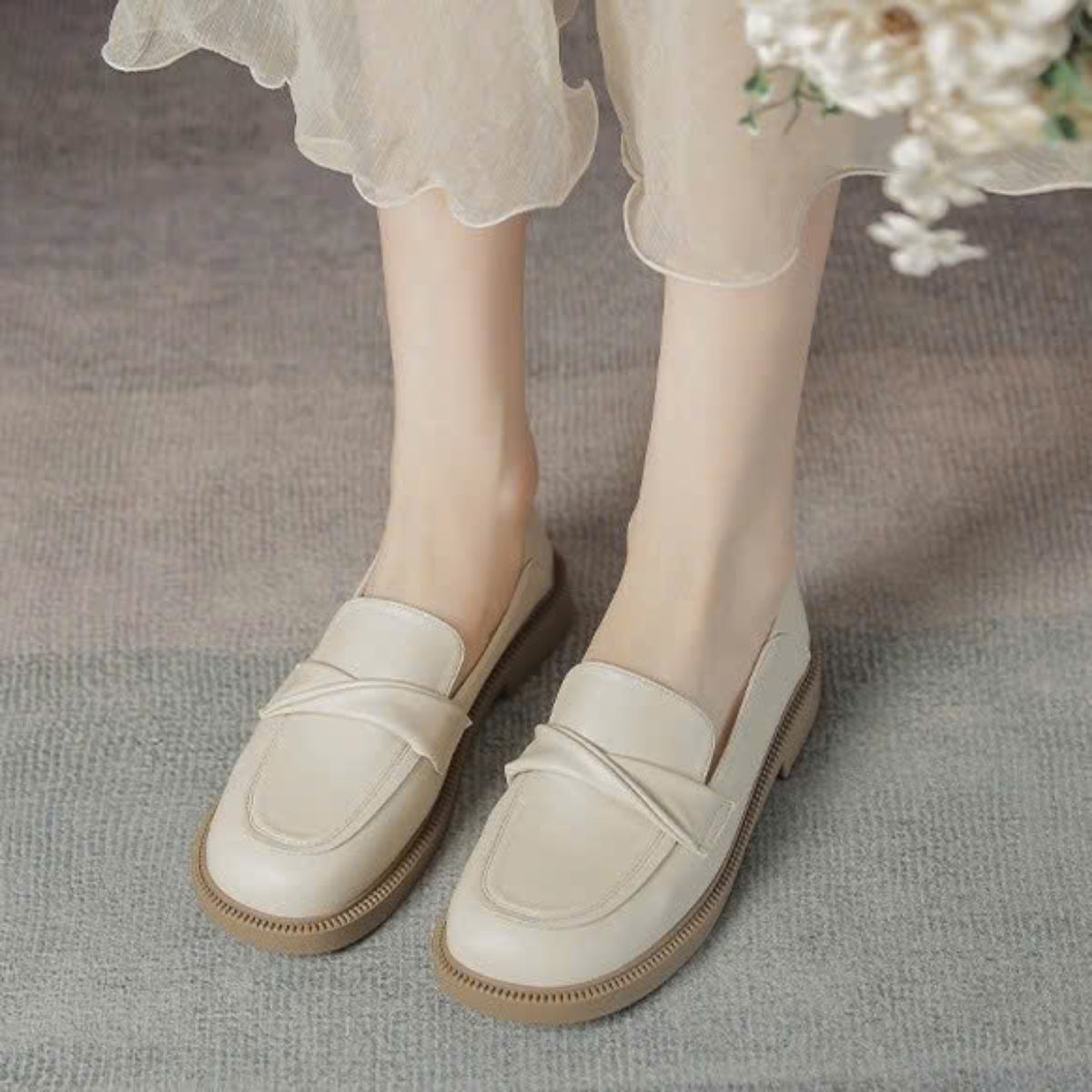 Giày Loafer Nữ Da Mềm Đế Thấp Thanh Lịch