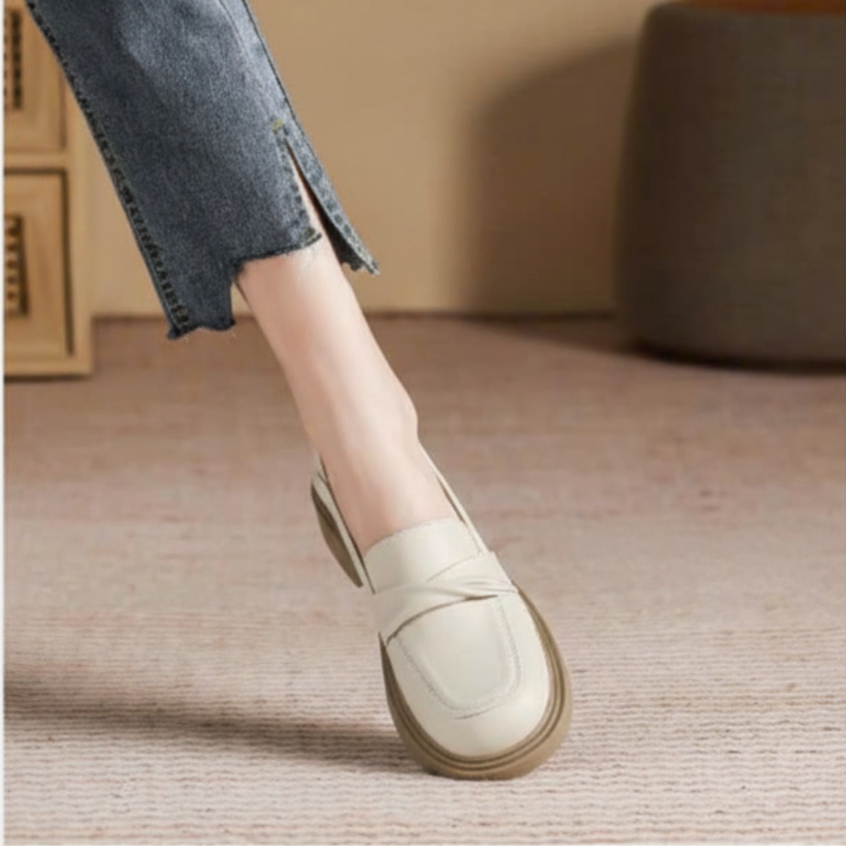 Giày Loafer Nữ Da Mềm Đế Thấp Thanh Lịch