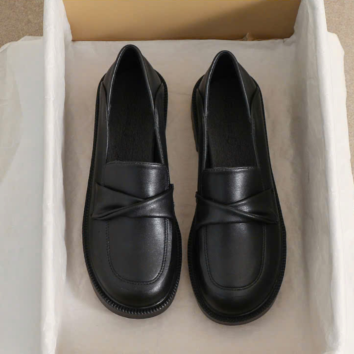 Giày Loafer Nữ Da Mềm Đế Thấp Thanh Lịch